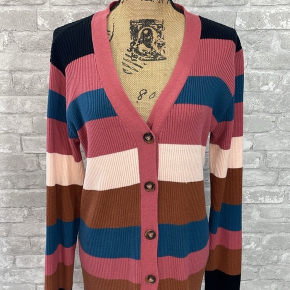 Eloquii Striped Button Down Sweater Dress - Picture 2 of 7